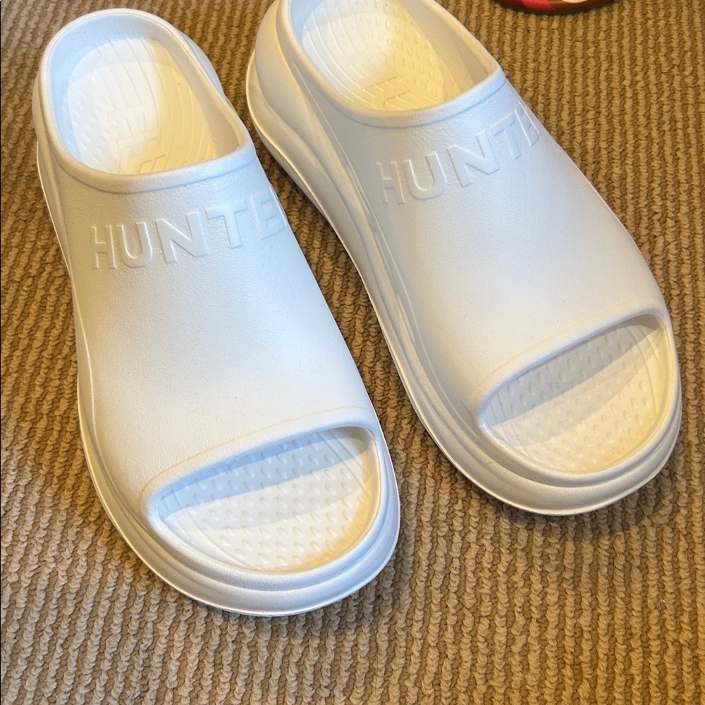NEW Hunter haddie platform slip on summer sandal in white size 39/ 8-8.5 - Picture 4 of 10